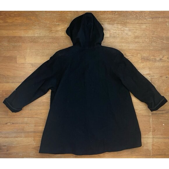 Vintage Black Wool & Cashmere Coat Plus Size 2X 1990s Velvet Trim Overcoat Gorg - Picture 3 of 8